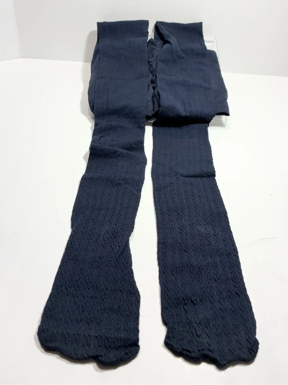 3 Pair Blue Navy Tights Lot: Patterned Textured Control Top Size M/L